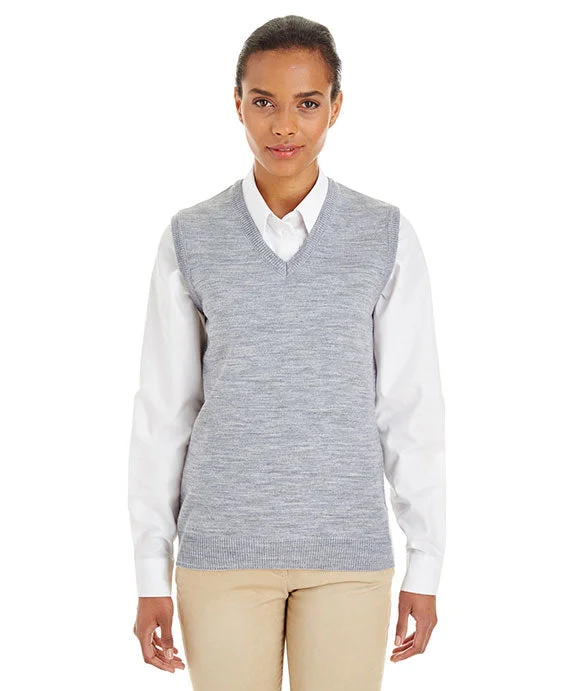 M415W - Harriton Ladies Pilbloc™ V-Neck Sweater Vest | Grey Heather