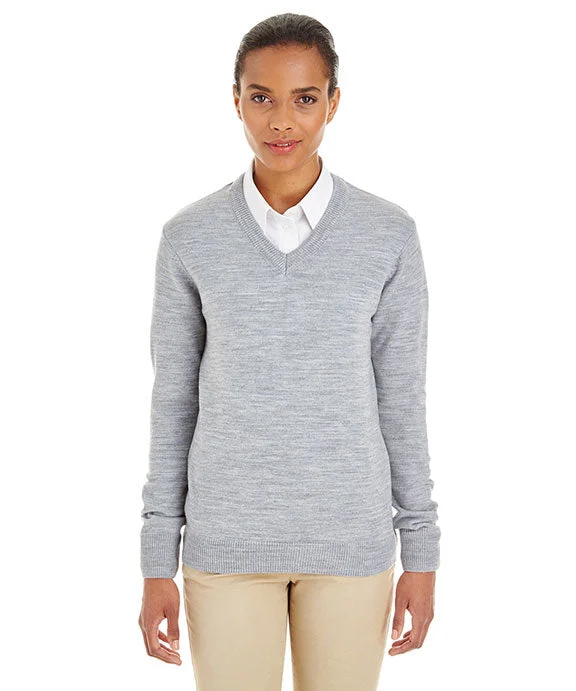 M420W - Harriton Ladies Pilbloc™ V-Neck Sweater | Grey Heather