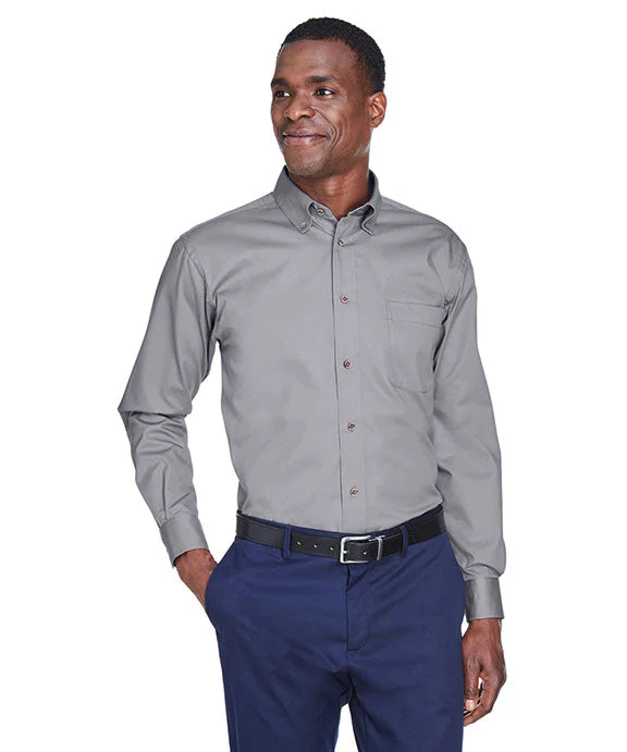 M500 - Harriton Mens Easy Blend™ Long-Sleeve Twill Shirt with Stain-Release | Dark Grey