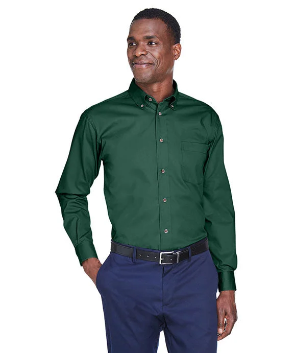 M500 - Harriton Mens Easy Blend™ Long-Sleeve Twill Shirt with Stain-Release | Hunter