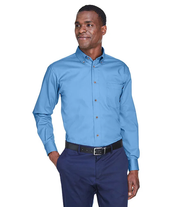 M500 - Harriton Mens Easy Blend™ Long-Sleeve Twill Shirt with Stain-Release | Light College Blue