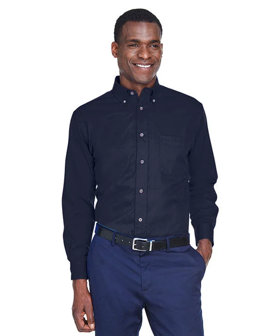 M500 - Harriton Mens Easy Blend™ Long-Sleeve Twill Shirt with Stain-Release | Navy