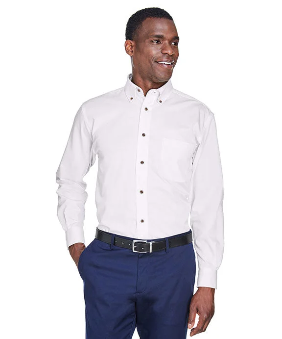 M500 - Harriton Mens Easy Blend™ Long-Sleeve Twill Shirt with Stain-Release | White