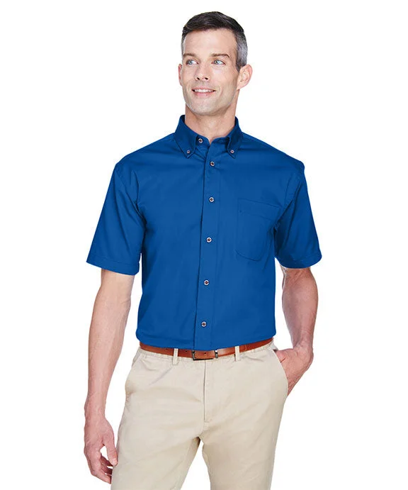 M500S - Harriton Mens Easy Blend™ Short-Sleeve Twill Shirt with Stain-Release | French Blue