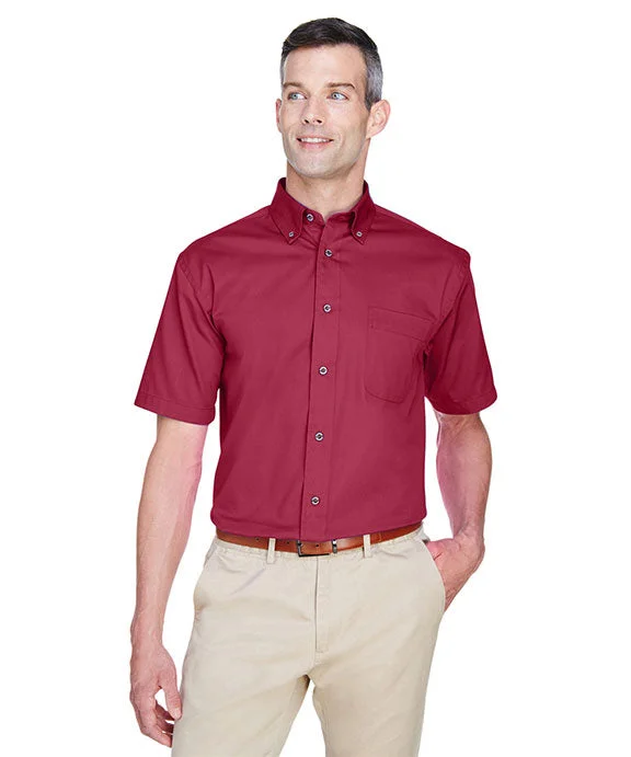 M500S - Harriton Mens Easy Blend™ Short-Sleeve Twill Shirt with Stain-Release | Wine