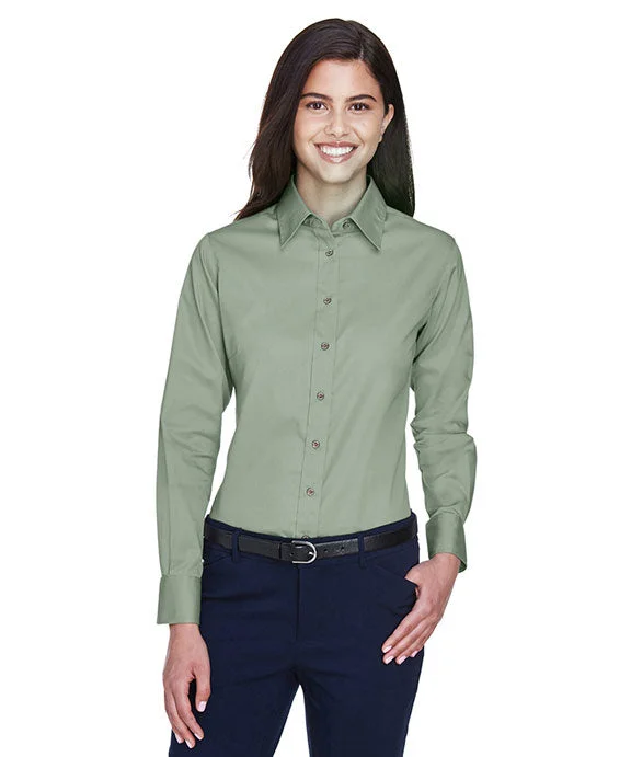 M500W - Harriton Ladies Easy Blend™ Long-Sleeve Twill Shirt with Stain-Release | Dill