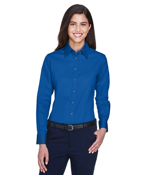 M500W - Harriton Ladies Easy Blend™ Long-Sleeve Twill Shirt with Stain-Release | French Blue