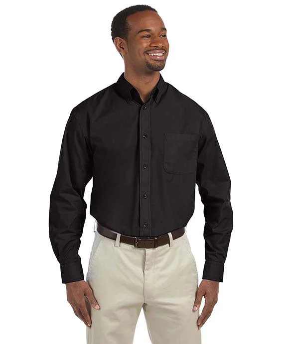 M510T - Harriton Mens Tall Essential Poplin Shirt | Black