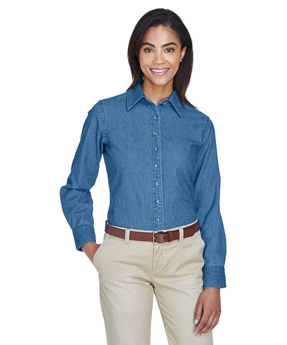 M550W - Harriton Ladies 6.5 oz. Long-Sleeve Denim Shirt | Light Denim