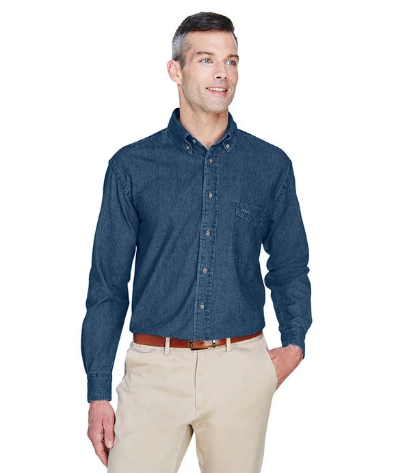 M550 - Harriton Mens 6.5 oz. Long-Sleeve Denim Shirt | Dark Denim