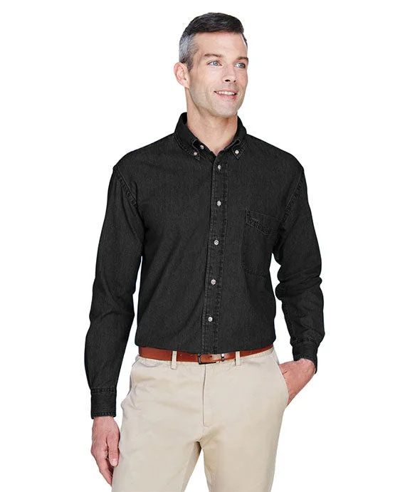 M550 - Harriton Mens 6.5 oz. Long-Sleeve Denim Shirt | Washed Black