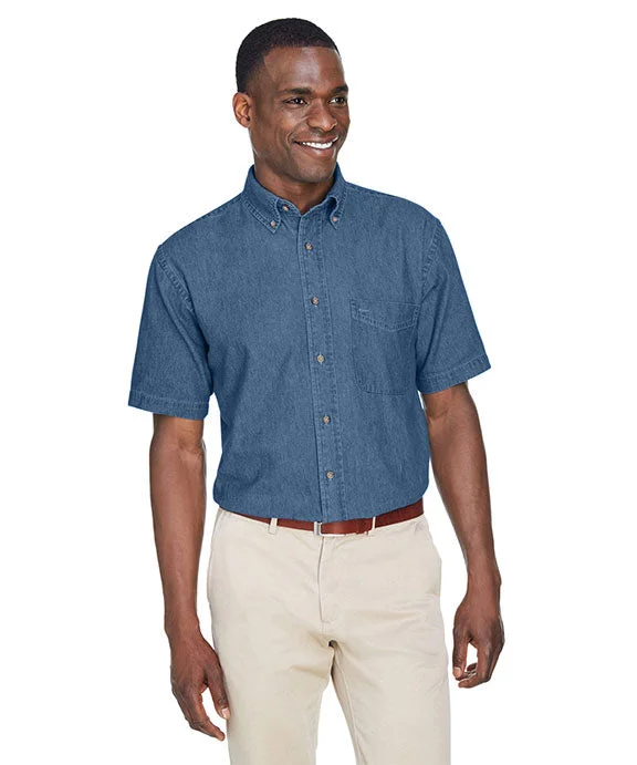 M550S - Harriton Mens 6.5 oz Short-Sleeve Denim Shirt | Light Denim