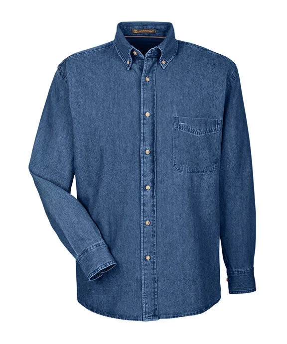 M550T - Harriton Mens Tall 6.5 oz Long-Sleeve Denim Shirt | Dark Denim