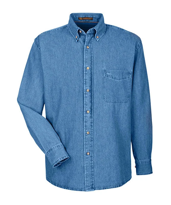 M550T - Harriton Mens Tall 6.5 oz Long-Sleeve Denim Shirt | Light Denim