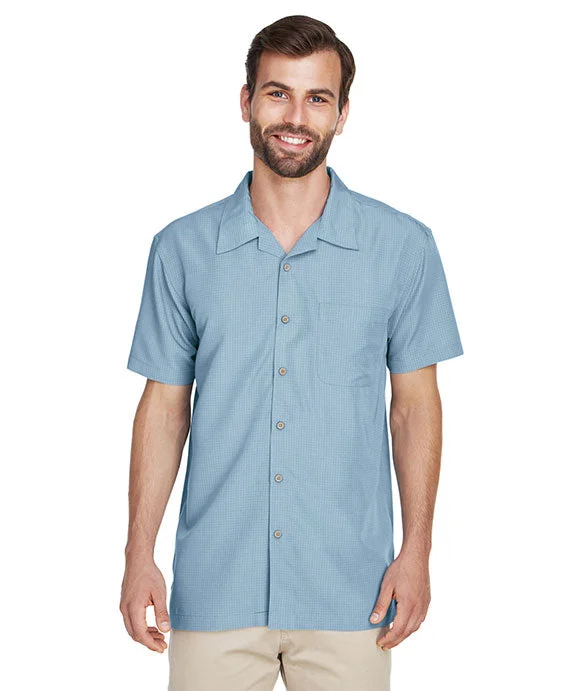 M560 - Harriton Mens Barbados Textured Camp Shirt | Cloud Blue