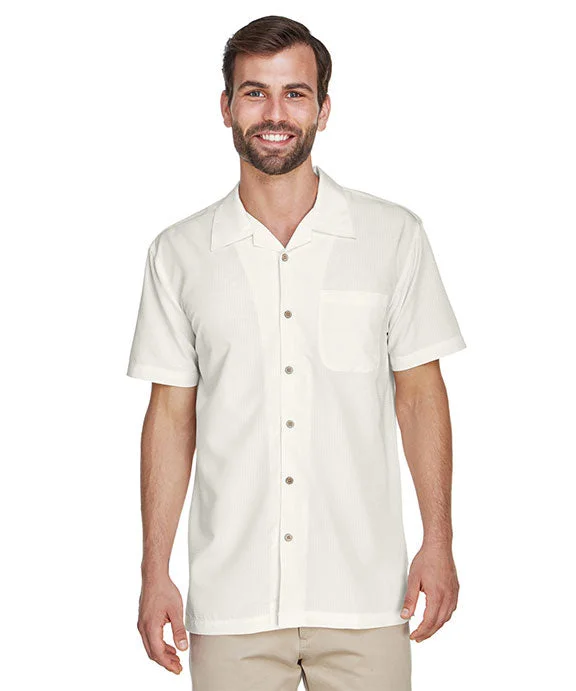 M560 - Harriton Mens Barbados Textured Camp Shirt | Creme