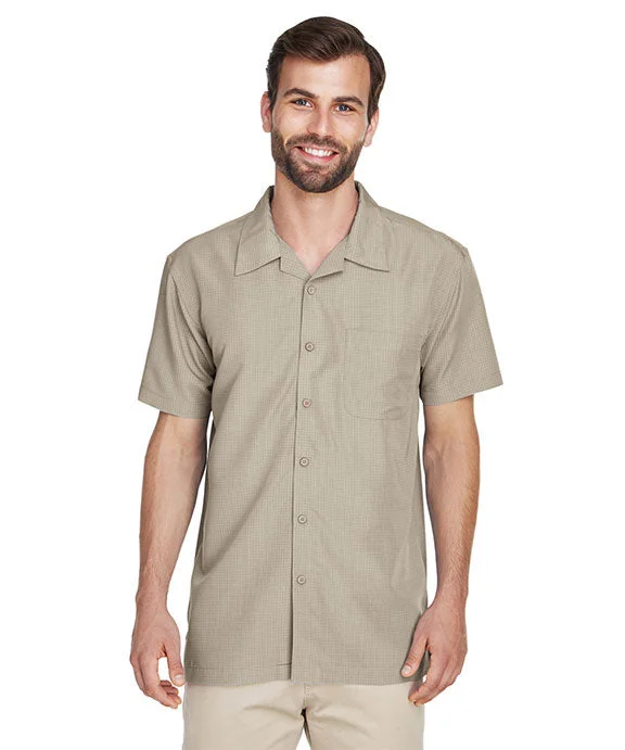 M560 - Harriton Mens Barbados Textured Camp Shirt | Khaki