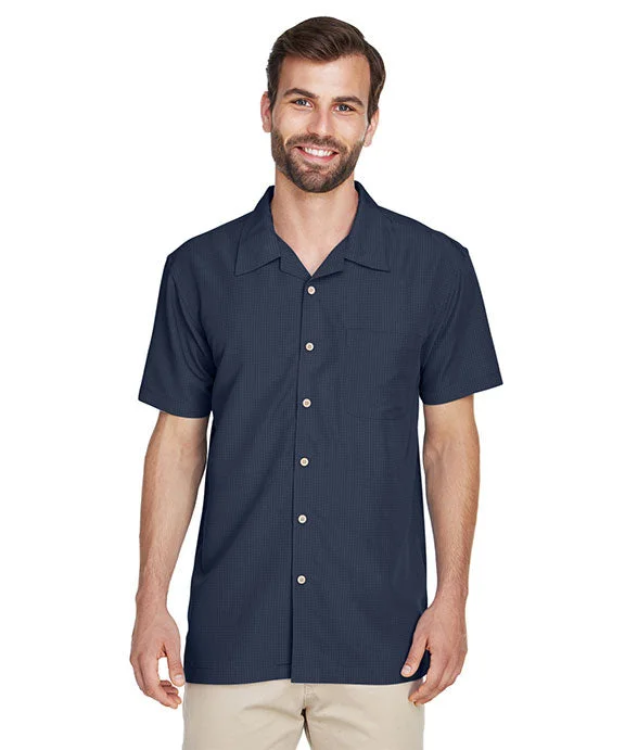 M560 - Harriton Mens Barbados Textured Camp Shirt | Navy