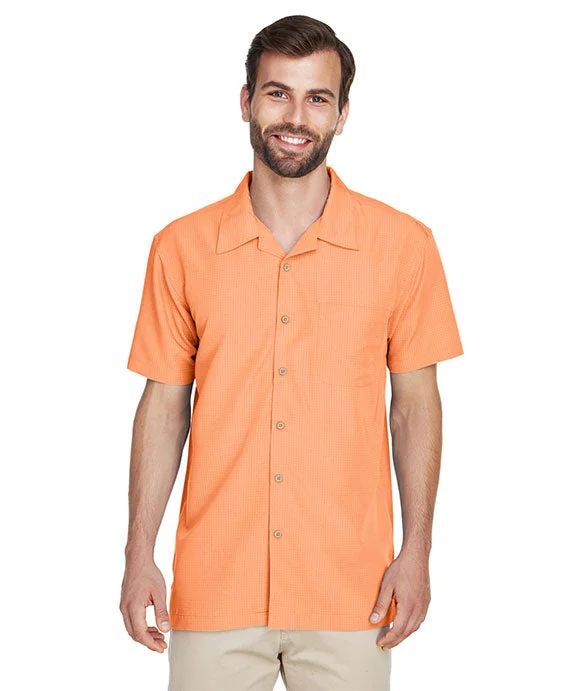 M560 - Harriton Mens Barbados Textured Camp Shirt | Nectarine