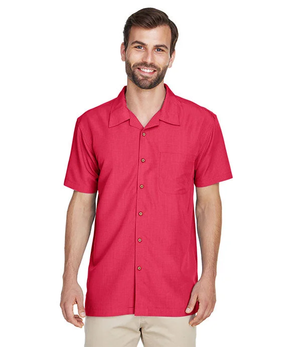 M560 - Harriton Mens Barbados Textured Camp Shirt | Parrot Red