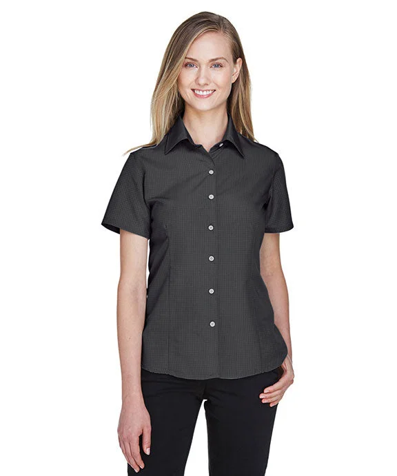 M560W - Harriton Ladies Barbados Textured Camp Shirt | Black