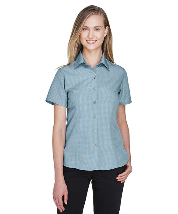 M560W - Harriton Ladies Barbados Textured Camp Shirt | Cloud Blue