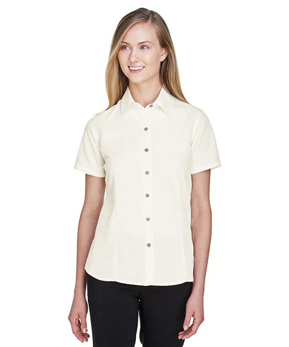 M560W - Harriton Ladies Barbados Textured Camp Shirt | Creme