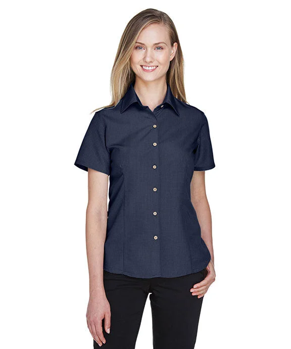 M560W - Harriton Ladies Barbados Textured Camp Shirt | Navy