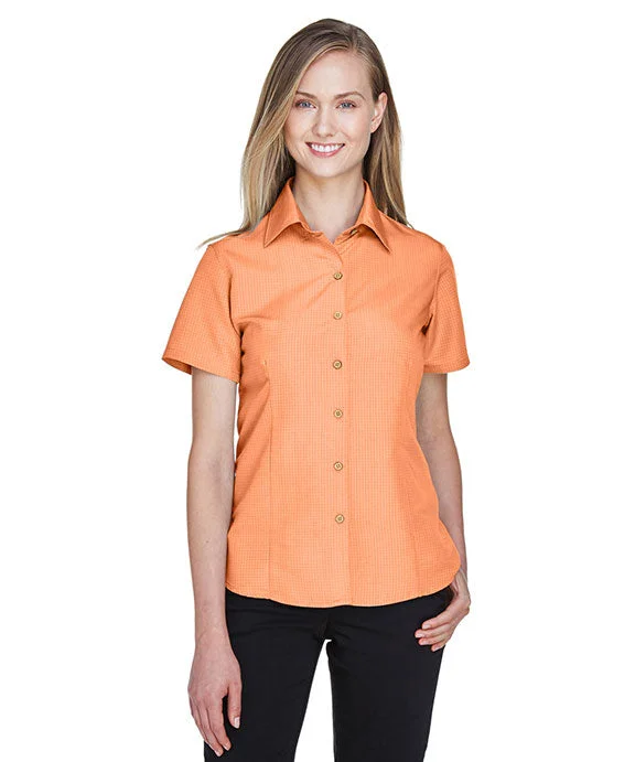 M560W - Harriton Ladies Barbados Textured Camp Shirt | Nectarine