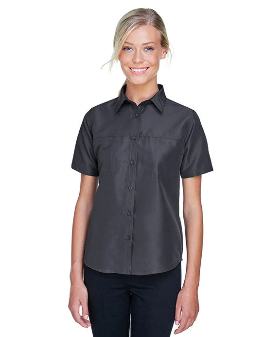 M580W - Harriton Ladies Key West Short-Sleeve Performance Staff Shirt | Dark Charcoal