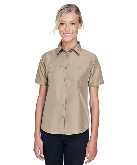 M580W - Harriton Ladies Key West Short-Sleeve Performance Staff Shirt | Khaki