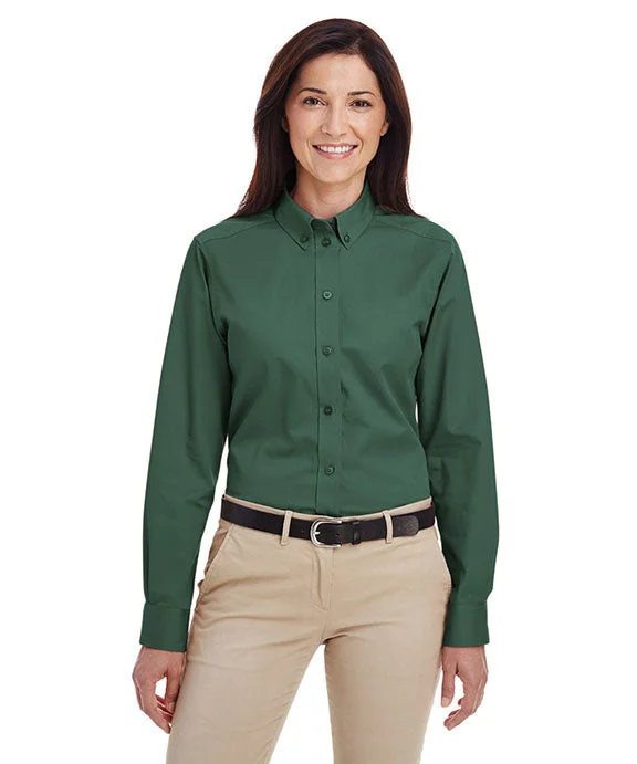 M581W - Harriton Ladies Foundation 100% Cotton Long-Sleeve Twill Shirt with Teflon™ | Hunter