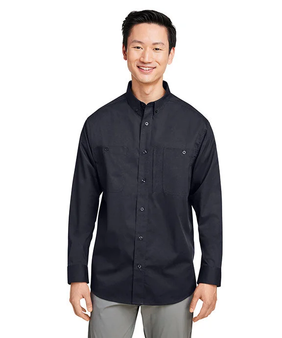 M585L - Harriton Mens Advantage IL Long-Sleeve Workshirt | Black