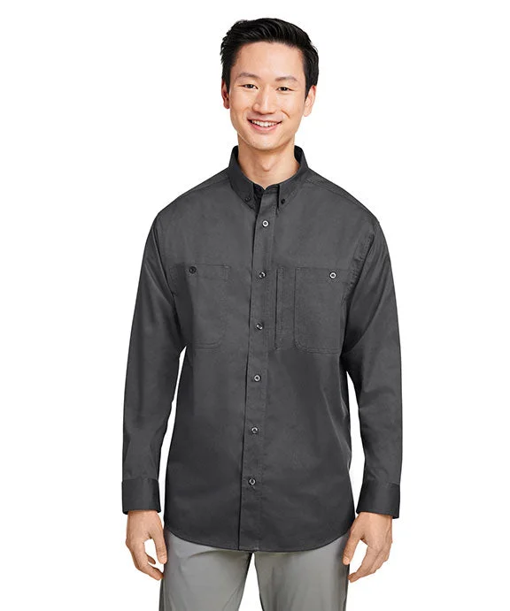 M585L - Harriton Mens Advantage IL Long-Sleeve Workshirt | Dark Charcoal