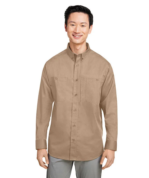 M585L - Harriton Mens Advantage IL Long-Sleeve Workshirt | Khaki