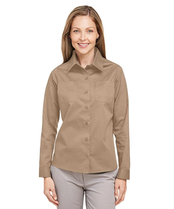 M585LW - Harriton Ladies Advantage IL Long-Sleeve Workshirt | Khaki