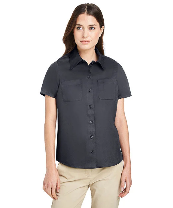 M585W - Harriton Ladies Advantage IL Short-Sleeve Work Shirt | Dark Charcoal