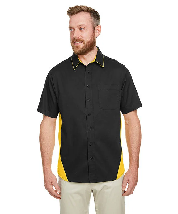 M586 - Harriton Mens Flash IL Colorblock Short Sleeve Shirt | Black/S Yellow