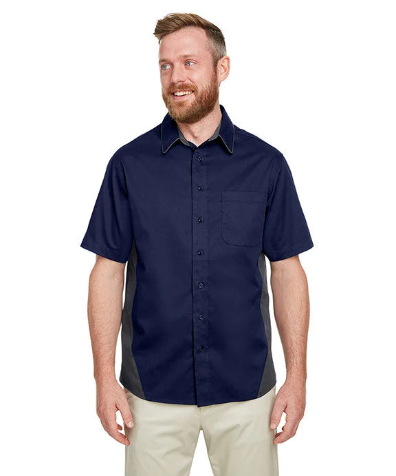 M586 - Harriton Mens Flash IL Colorblock Short Sleeve Shirt | Dark Navy/Dark Charcoal