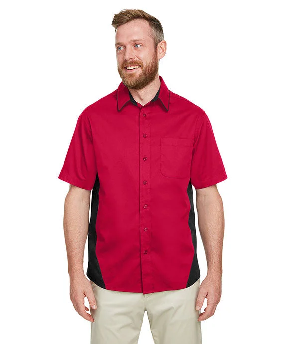 M586 - Harriton Mens Flash IL Colorblock Short Sleeve Shirt | Red/Black