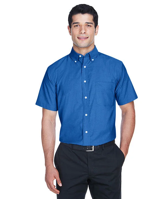 M600S - Harriton Mens Short-Sleeve Oxford with Stain-Release | French Blue