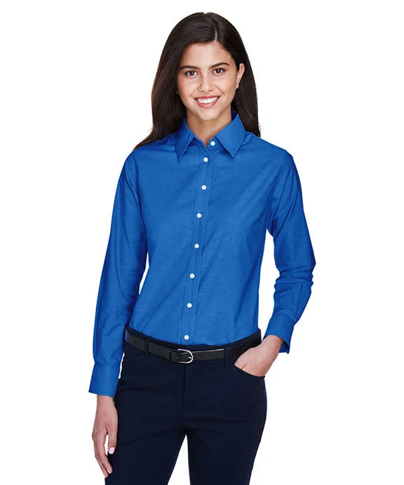 M600W - Harriton Ladies Long-Sleeve Oxford with Stain-Release | French Blue