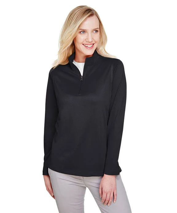 M748W - Harriton Ladies Advantage Snag Protection Plus Quarter-Zip | Black