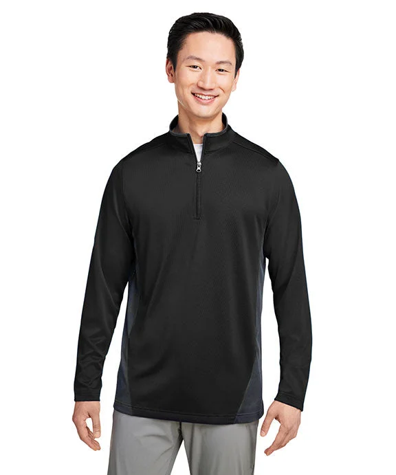 M786 - Harriton Mens Flash Snag Protection Plus IL Colorblock Quarter-Zip | Black/Dark Charcoal