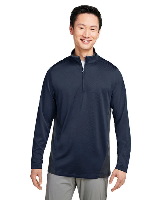 M786 - Harriton Mens Flash Snag Protection Plus IL Colorblock Quarter-Zip | Dark Navy/Dark Charcoal