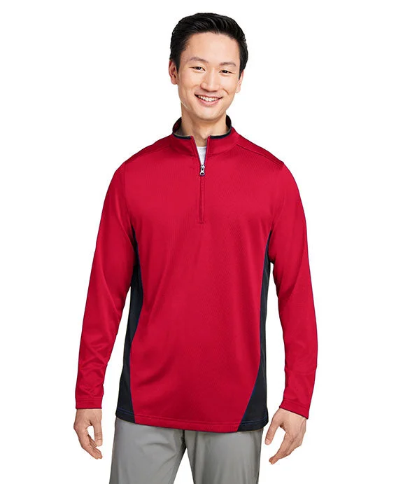 M786 - Harriton Mens Flash Snag Protection Plus IL Colorblock Quarter-Zip | Red/Black