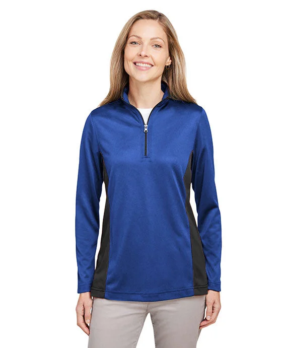 M786W - Harriton Ladies Flash Snag Protection Plus IL Colorblock Quarter-Zip | True Royal/Black