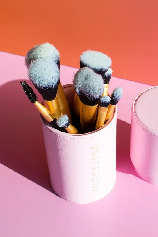 Augustine 9 Piece  Makeup Brush Set - Pink