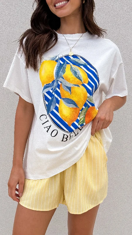 Ciao Bella Set Tops and Shorts Set - White/Yellow