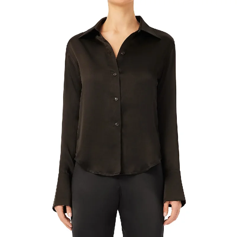 DL1961 Womens Lisette Silk Collar Button-Down Top